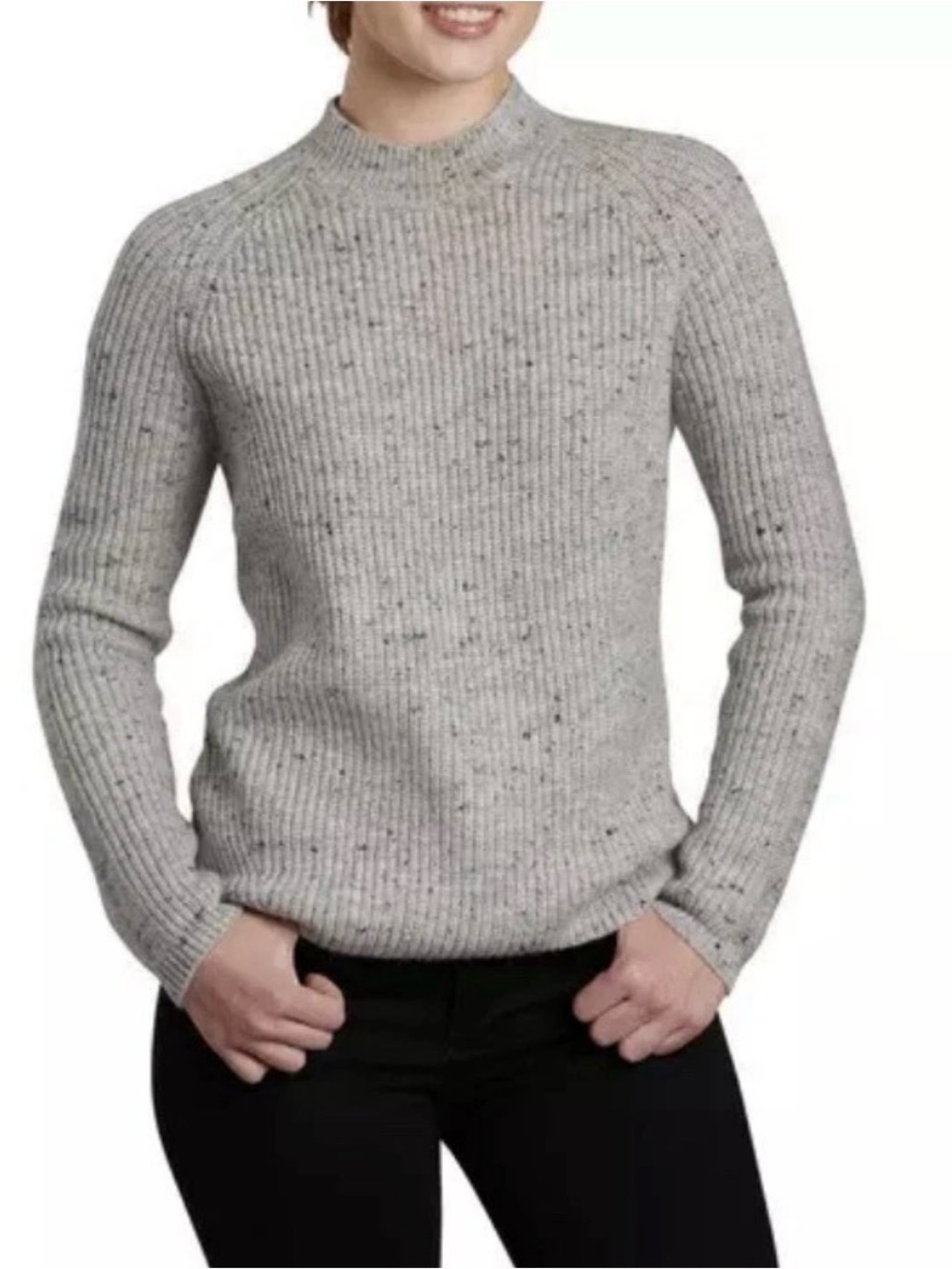 Kuhl Women’s Ida Mockneck Pullover Knit Sweater In Ash-Merino Wool Blend Size XL